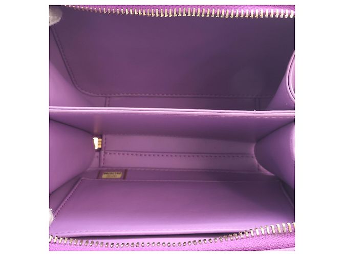 Chanel Vanity Case Piccolo CC Filigree in Pelle Caviar Viola Porpora - vista 4