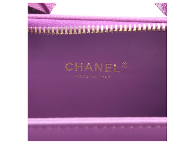 Chanel Vanity Case Piccolo CC Filigree in Pelle Caviar Viola Porpora - vista 5