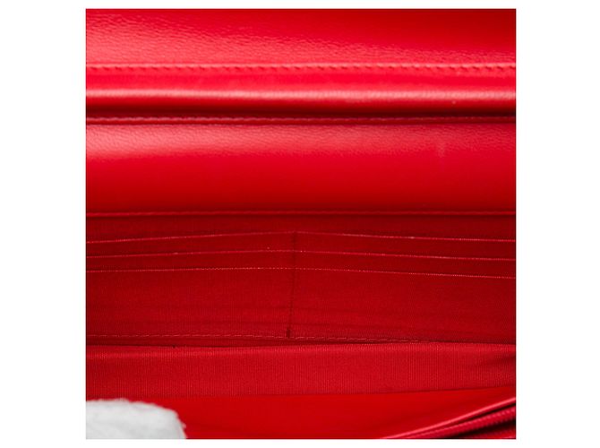 Chanel Red Quilted Lambskin Boy Wallet On Chain Rot - Ansicht 5
