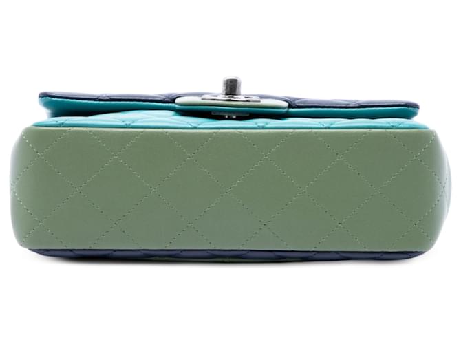 Chanel Blue Mini Rectangular Classic Tricolor Lambskin Single Flap - vista 3