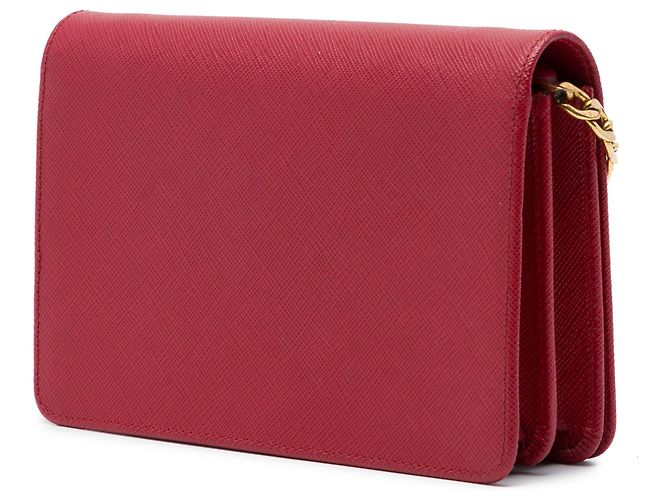 Cartera con cadena Prada Red Saffiano Lux con cierre de solapa Roja - vista 2
