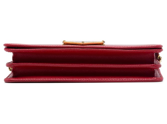Cartera con cadena Prada Red Saffiano Lux con cierre de solapa Roja - vista 3