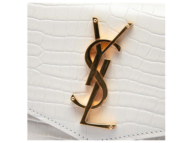 Bolsa Uptown Saint Laurent em couro com relevo de crocodilo branco - vista 5
