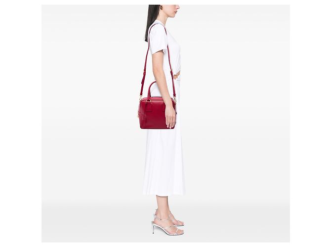 Borsa Prada Red Small Saffiano Square Bauletto Rosso - vista 6