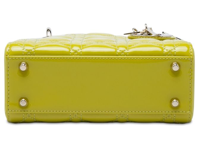 Dior Yellow Mini Patent Cannage Lady Dior Giallo - vista 3