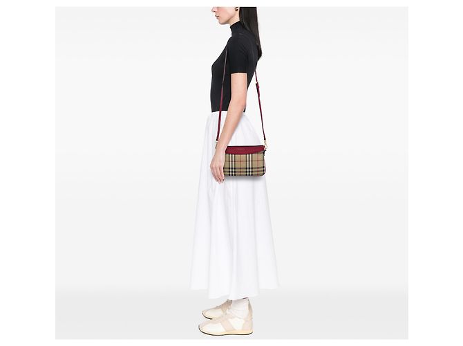 Burberry Beige Haymarket Check Canvas Peyton Crossbody - vista 6
