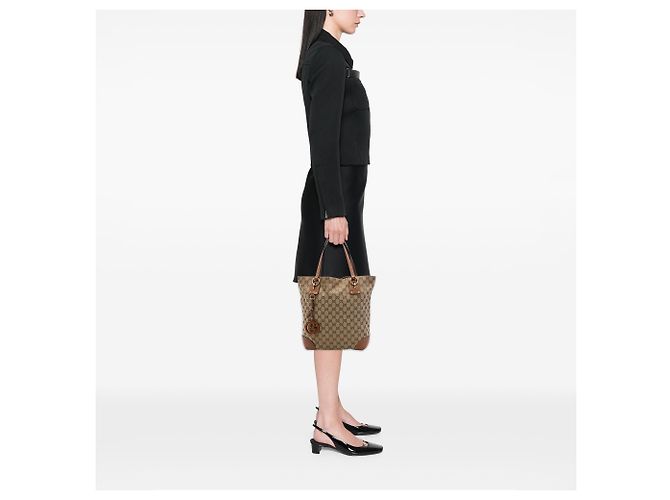 Borsa Tote Gucci Beige GG Canvas GG Charm - vista 6
