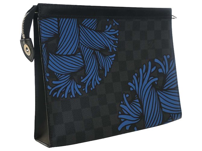 Louis Vuitton Blue Christopher Nemeth Damier Graphite Pochette Voyage Rope MM - vista 10