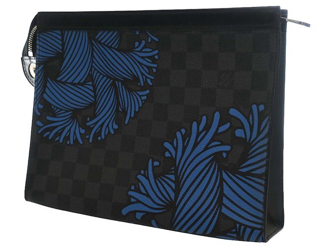 Louis Vuitton Blue Christopher Nemeth Damier Graphite Pochette Voyage Rope MM - vista 11