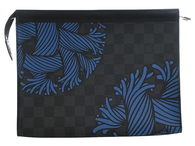 Louis Vuitton Blue Christopher Nemeth Damier Graphite Pochette Voyage Rope MM - vista 2