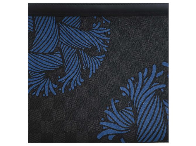Louis Vuitton Blue Christopher Nemeth Damier Graphite Pochette Voyage Rope MM - vista 5