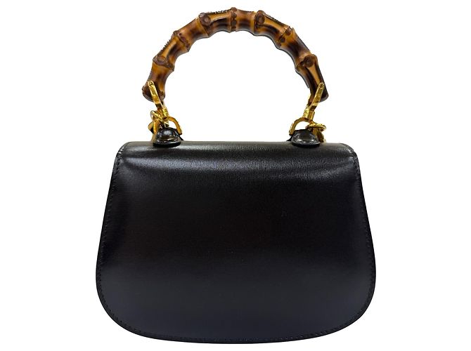 Bamboo Borsa Gucci 1947 Small in pelle di vitello nera con manico in bambù Nero - vista 2