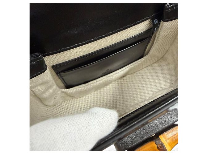 Bamboo Borsa Gucci 1947 Small in pelle di vitello nera con manico in bambù Nero - vista 4