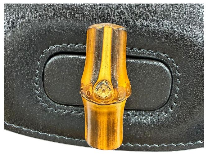 Bamboo Borsa Gucci 1947 Small in pelle di vitello nera con manico in bambù Nero - vista 8