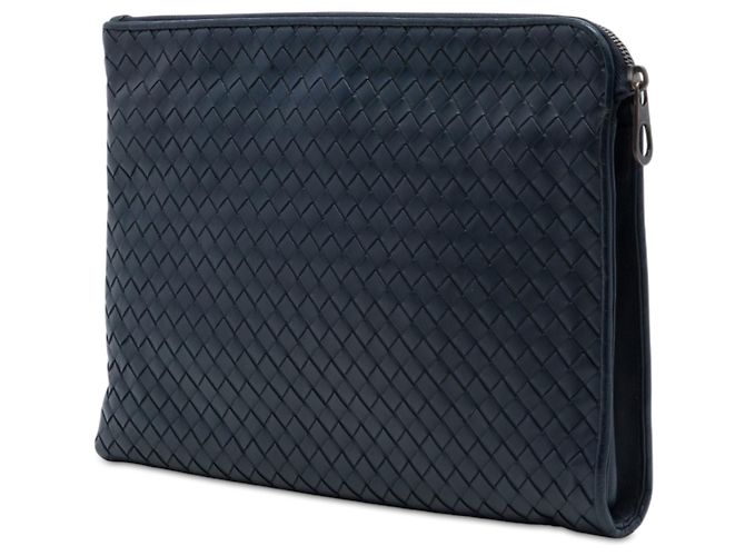 Clutch Bottega Veneta in Nappa Intrecciato blu - vista 2