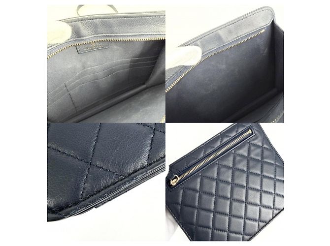 Borsa a tracolla Chanel Matelassé in pelle blu navy - vista 7