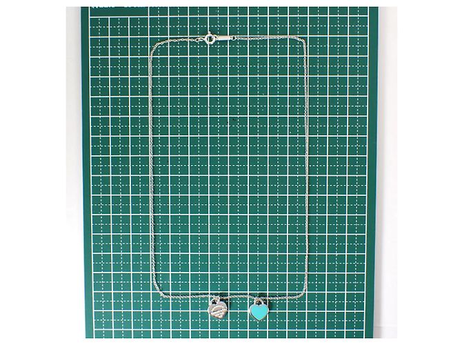 Pendente Tiffany & Co. 925 smalto blu Return to Tiffany doppio cuore - vista 10