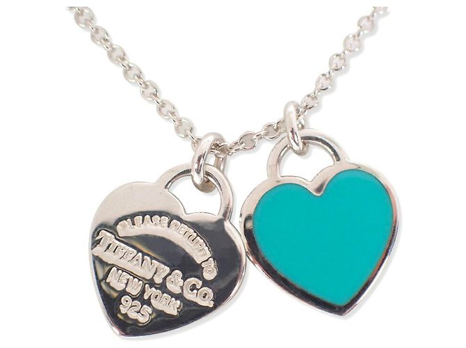 Pendente Tiffany & Co. 925 smalto blu Return to Tiffany doppio cuore - vista 2