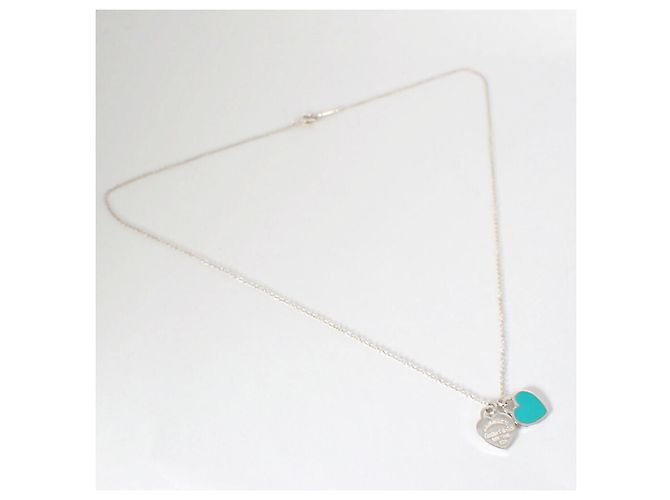 Pendente Tiffany & Co. 925 smalto blu Return to Tiffany doppio cuore - vista 4