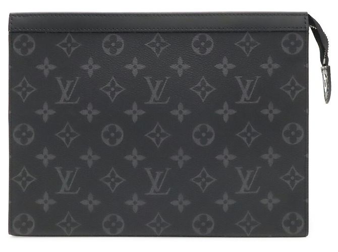Louis Vuitton Monogram Eclipse Pochette Voyage MM Clutch Bag Braun Schwarz - Ansicht 2