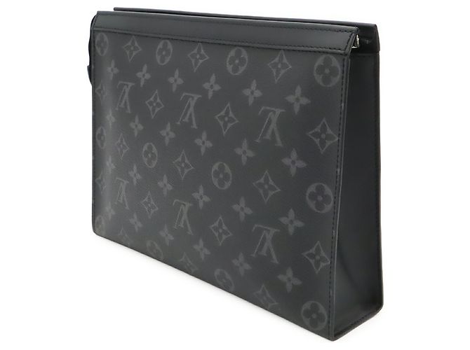 Louis Vuitton Monogram Eclipse Pochette Voyage MM Clutch Bag Braun Schwarz - Ansicht 3