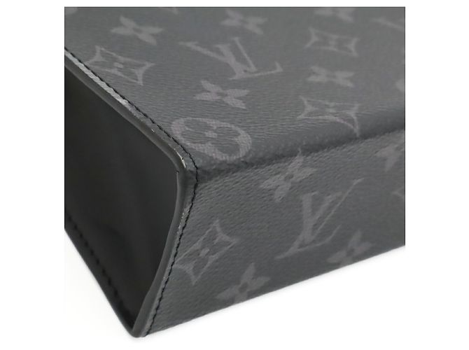Louis Vuitton Monogram Eclipse Pochette Voyage MM Clutch Bag Braun Schwarz - Ansicht 4