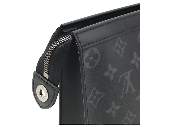 Louis Vuitton Monogram Eclipse Pochette Voyage MM Clutch Bag Braun Schwarz - Ansicht 7