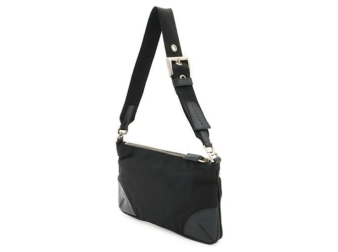 Borsa a spalla Prada Triangle Tessuto Light Nero - vista 3