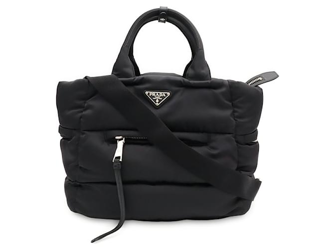 Borsa Tote Prada Bomber Triangle Nero - vista 2