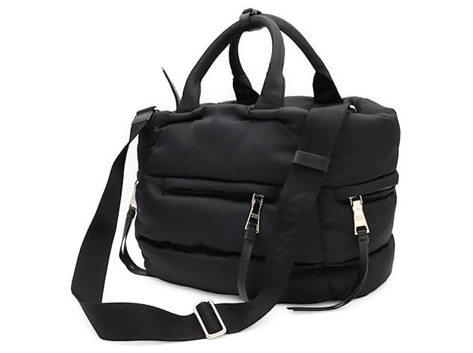 Borsa Tote Prada Bomber Triangle Nero - vista 3