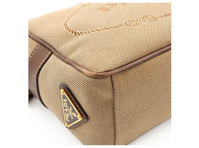 Borsa a tracolla Prada in nastro jacquard Marrone Beige - vista 4