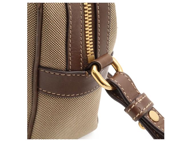Borsa a tracolla Prada in nastro jacquard Marrone Beige - vista 7
