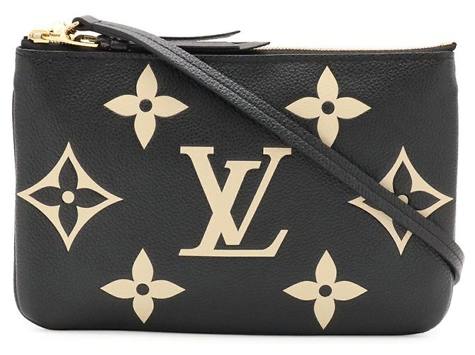 Louis Vuitton Monogram Empreinte Pochette Double Zip Shoulder Bag Nero Beige - vista 2