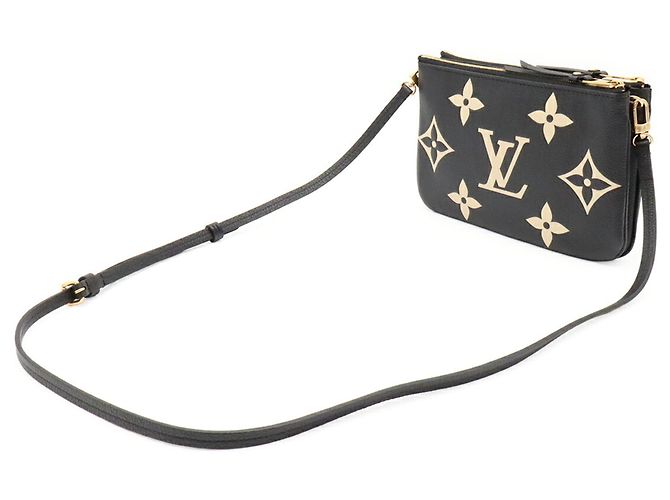 Louis Vuitton Monogram Empreinte Pochette Double Zip Shoulder Bag Nero Beige - vista 3