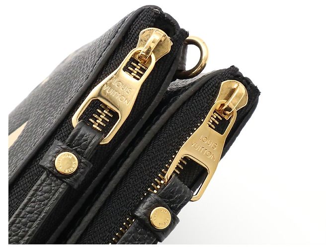 Louis Vuitton Monogram Empreinte Pochette Double Zip Shoulder Bag Nero Beige - vista 6