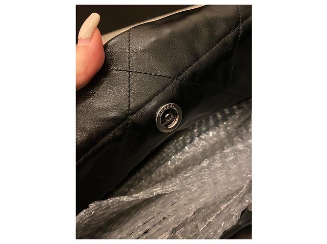 Chanel 19 Borsa Shopping Grande in Pelle d'Agnello Nera Nero - vista 11