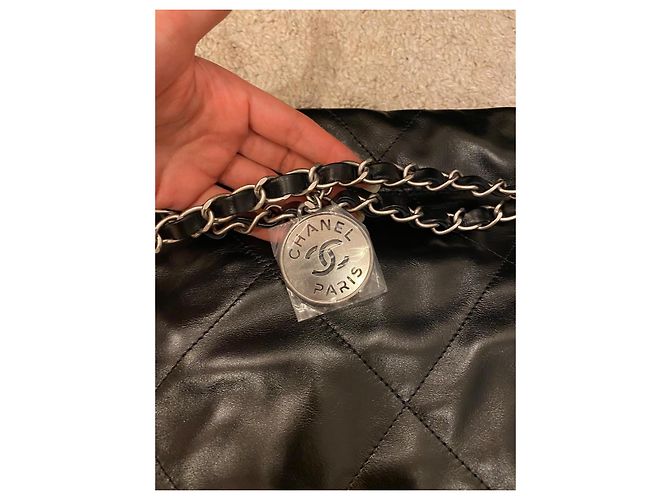 Chanel 19 Borsa Shopping Grande in Pelle d'Agnello Nera Nero - vista 14