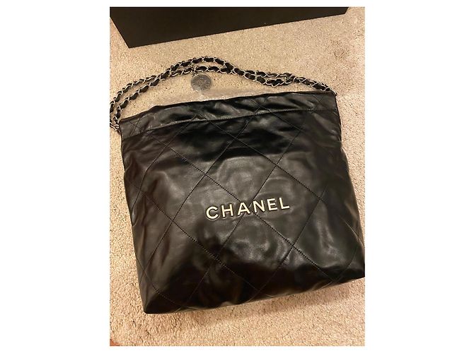 Chanel 19 Borsa Shopping Grande in Pelle d'Agnello Nera Nero - vista 3