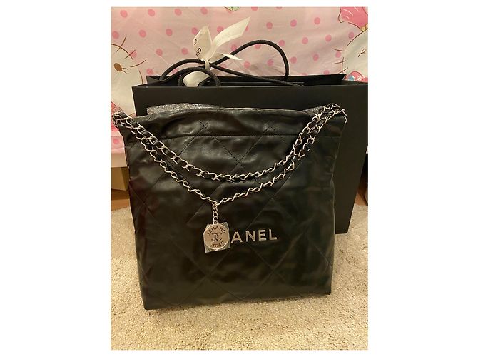 Chanel 19 Borsa Shopping Grande in Pelle d'Agnello Nera Nero - vista 4