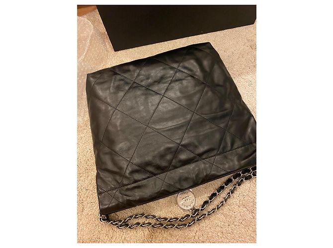 Chanel 19 Borsa Shopping Grande in Pelle d'Agnello Nera Nero - vista 6