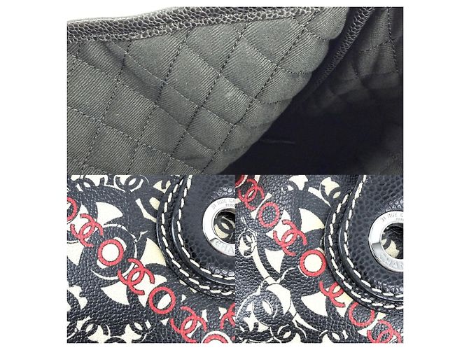 Borsa Tote Chanel da Donna Nero Rosso - vista 6