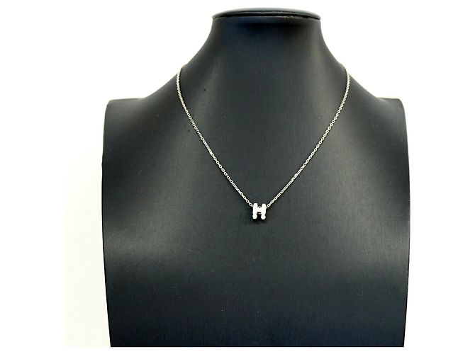 Hermès Collana in metallo Mini Pop H Hermes Argento Bianco - vista 7