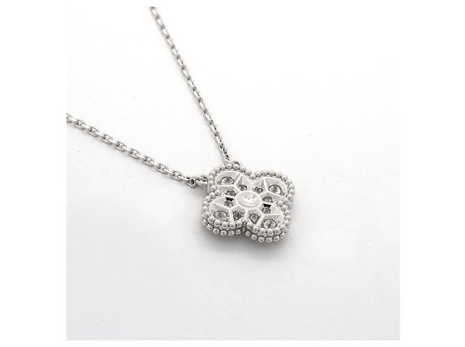 Collana Van Cleef & Arpels Alhambra in oro bianco 18K con diamanti - vista 2