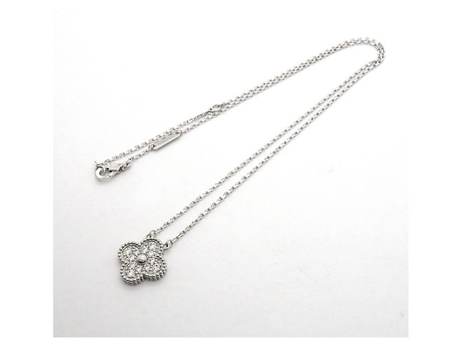 Collana Van Cleef & Arpels Alhambra in oro bianco 18K con diamanti - vista 3