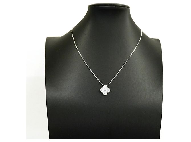 Collana Van Cleef & Arpels Alhambra in oro bianco 18K con diamanti - vista 6