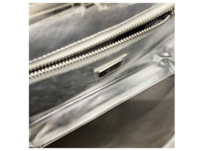 Borsa in pelle Fendi Peekaboo Argento - vista 10