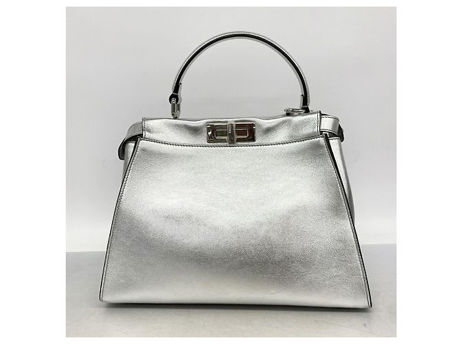 Borsa in pelle Fendi Peekaboo Argento - vista 11
