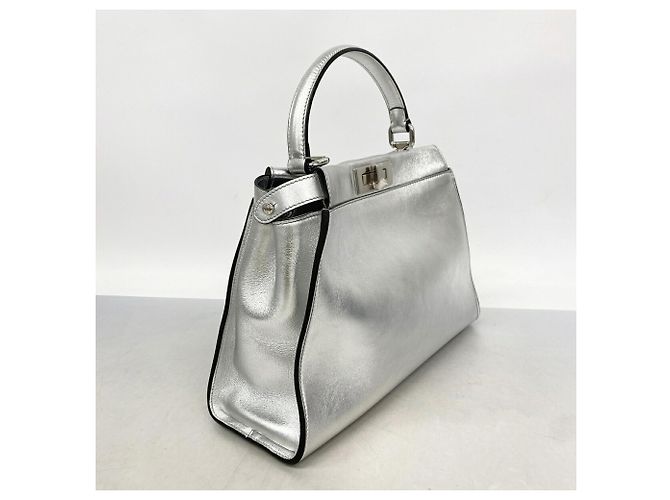 Borsa in pelle Fendi Peekaboo Argento - vista 2