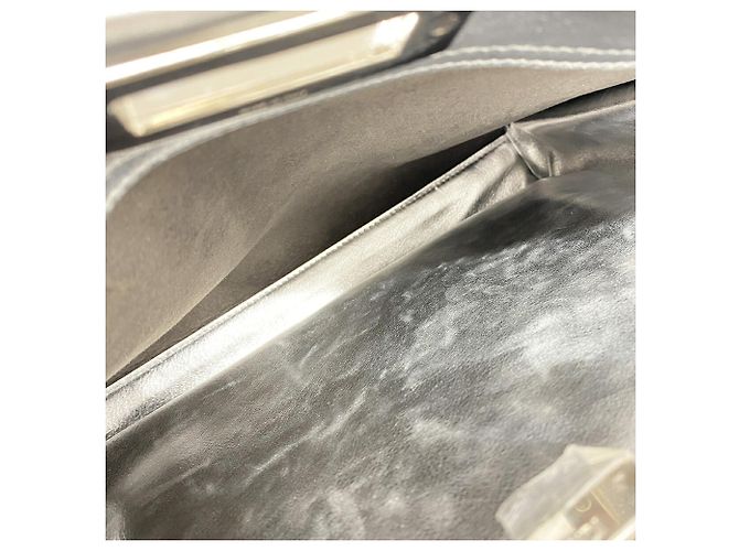 Borsa in pelle Fendi Peekaboo Argento - vista 4