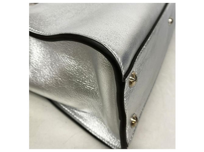 Borsa in pelle Fendi Peekaboo Argento - vista 6